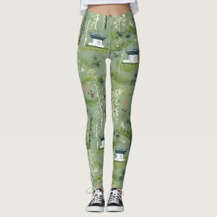 Zen Bamboebos Botanisch Patroon (1) Leggings