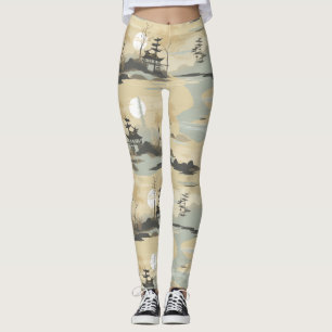 Zen Bamboebos Botanisch Patroon (4) Leggings