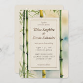 Zen Bamboo Waterverf bruiloft uitnodiging (Voorkant / Achterkant)