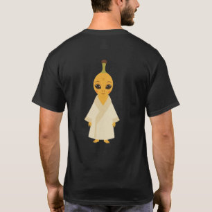 Zen Banaan Alien – Grappige Minimale Voedsel Kunst T-shirt