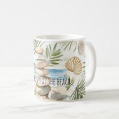 Zen Beach Rocks Tropical Shells Palm Leaves Koffiemok (Voorkant rechts)