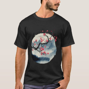 Zen Bergen Kersenbloesem Bloemen Japans Hout T-shirt