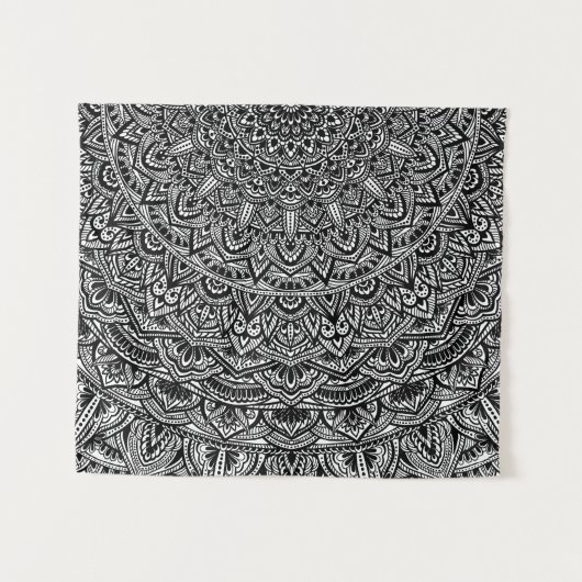 Zen Black en White Mandala Wandkleed (Voorkant (horizontaal))