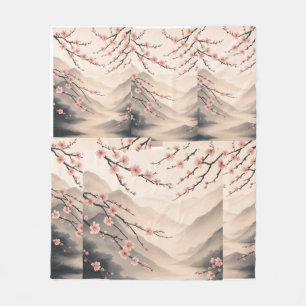 Zen Blossom Serenity: Ink Wash Harmony Beschrijvin Fleece Deken