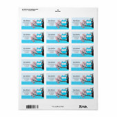 Zen Blue Owl Spring Blloom Blue Glitter Mailing Etiket (Full Sheet)