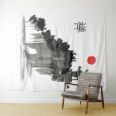 Zen Boeddhisme Monastry in de zon Wandkleed (In Situ (horizontaal))