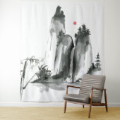 Zen Boeddhisme tempel in de bergen Wandkleed (In situ)