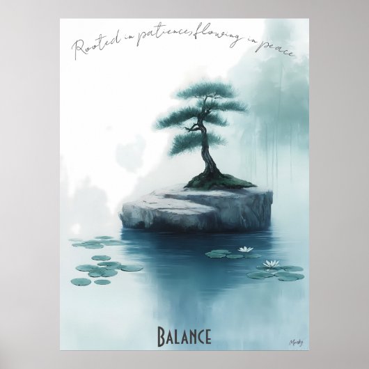 Zen Bonsai en Gentle Stream Poster (Voorkant)