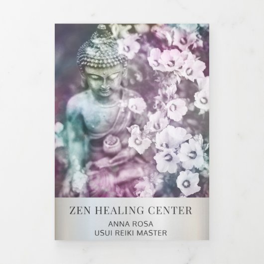 *~* Zen Bouddha Photo Logo QR Trifold Brochure (Page de couverture)