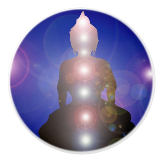 Zen Buddha & Chakra Meditation Keramische Knop (Voorkant)