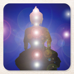 Zen Buddha Chakra Yoga Meditation Namaste Vierkante Kartonnen Onderzetter
