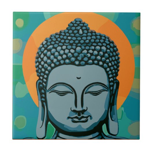Zen Buddha Head Tegeltje (Voorkant)