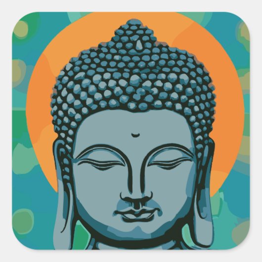 Zen Buddha Head Vierkante Sticker (Voorkant)