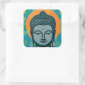 Zen Buddha Head Vierkante Sticker (Tas)
