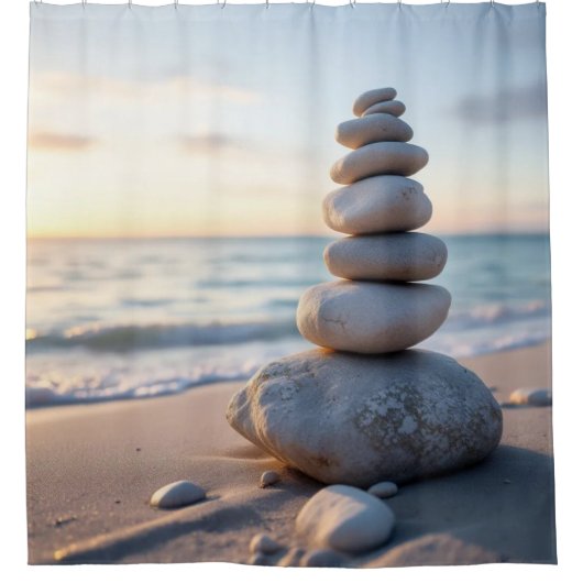 Zen Cairn Stone Douchegordijn (Voorkant)