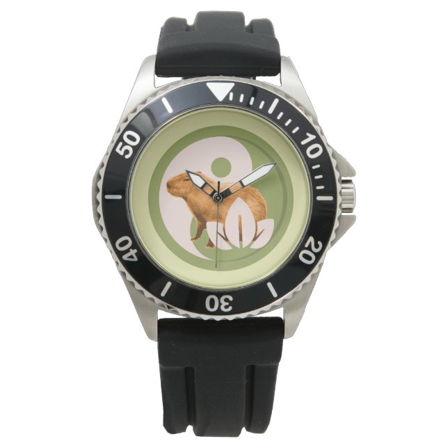Zen Capybara Yin Yang Horloge (Voorkant)