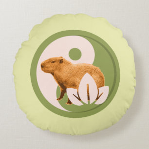 Zen Capybara Yin Yang Rond Kussen