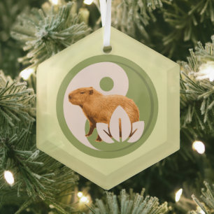 Zen Capybara Yin Yang Vreedzame Natuur Glas Ornament