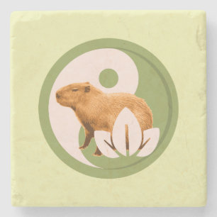 Zen Capybara Yin Yang Vreedzame Natuur Kunst Stenen Onderzetter