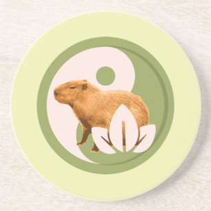 Zen Capybara Yin Yang Vreedzame Natuur Kunst Zandsteen Onderzetter