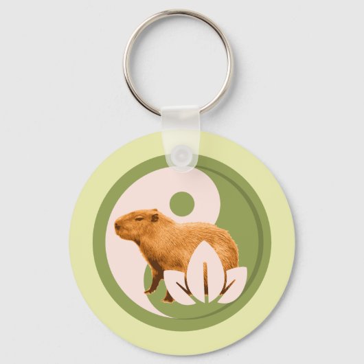 Zen Capybara Yin Yang Vreedzame Natuur Sleutelhanger (Voorkant)