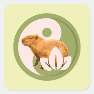 Zen Capybara Yin Yang Vreedzame Natuur Vierkante Sticker