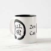 Zen Cat Circle Mok B/W (Voorkant links)
