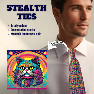 Zen Cat Stealth Novelty Stropdas