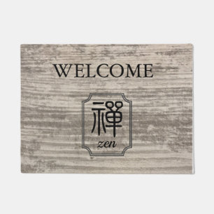 Zen Chinese kalligrafie houtnerf welkom deurmat