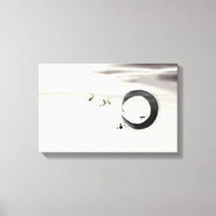Zen Circle Enso Koi Borstel schilderkunst Canvas Afdruk