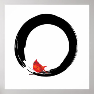 Zen Circle met kerstkardinaal Poster