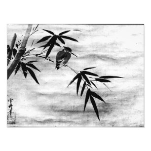 Zen Classics - Sesshu - Vogel en Bamboe Foto Afdruk