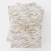 Zen Cream White Cocoa Brown Zebra Print Inpakpapier Vel (In situ)
