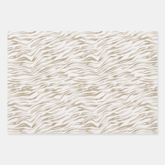 Zen Cream White Cocoa Brown Zebra Print Inpakpapier Vel (Voorkant)