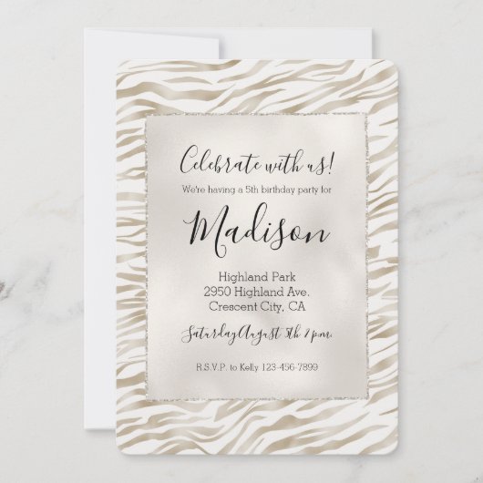 Zen Cream White Cocoa Brown Zebra Print Kaart (Voorkant)