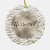 Zen Cream White Cocoa Brown Zebra Print Keramisch Ornament (Voorkant)