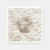 Zen Cream White Cocoa Brown Zebra Print Servet (Voorkant)