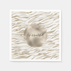 Zen Cream White Cocoa Brown Zebra Print Servet