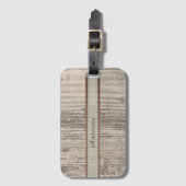 Zen Custom Name Hout Grain Stripes Bagagelabel (Voorkant (verticaal))