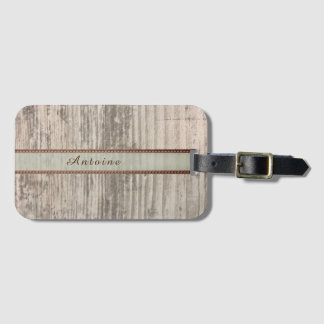 Zen Custom Name Hout Grain Stripes Bagagelabel