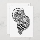 Zen doodle art zee schelp zwart wit patroon Briefkaart (Voorkant / Achterkant)