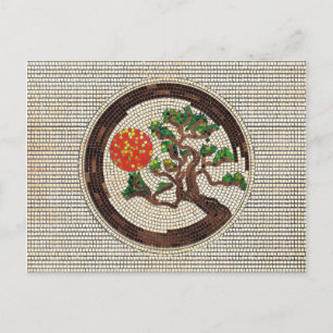 Zen Enso Circle en Bonsai Tree Mosaic Briefkaart