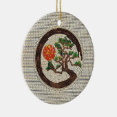 Zen Enso Circle en Bonsai Tree Mosaic Keramisch Ornament (Rechts)