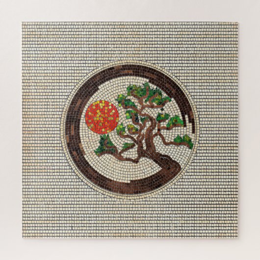 Zen Enso Circle en Bonsai Tree Mosaic Legpuzzel (Verticaal)
