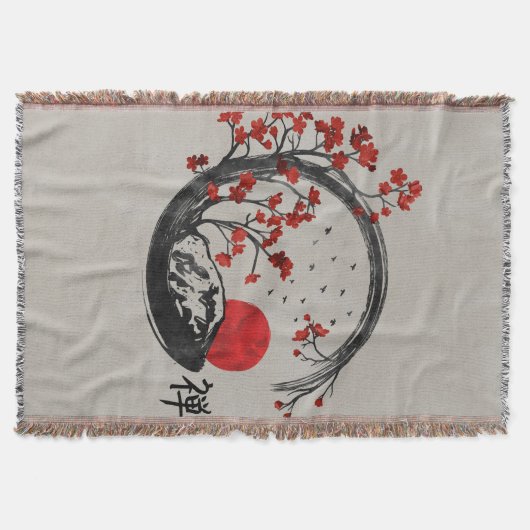 Zen Enso Circle en Sakura Branches Deken (Voorkant)