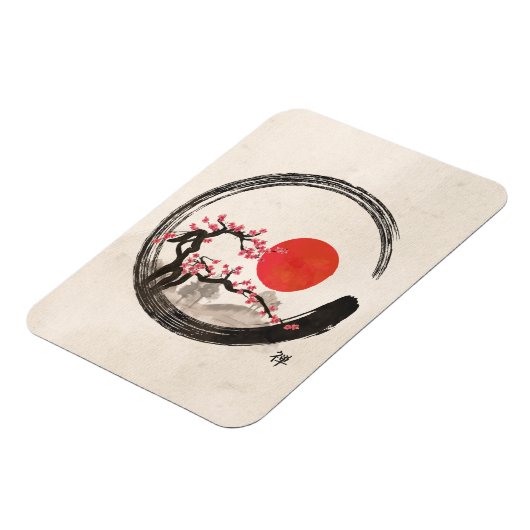 Zen Enso Circle en Sakura Tree Magneet (Linkerzijde)