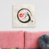 Zen Enso Circle en Sakura Tree op Canvas Afdruk (Insitu (Woonkamer))