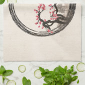 Zen Enso Circle en Sakura Tree Theedoek (Gevouwen)