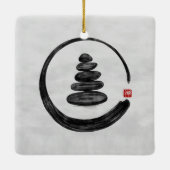 Zen Enso Circle en Zen stenen - Waterverf Keramisch Ornament (Achterkant)
