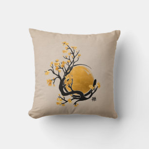 Zen Enso Circle, Golden Sun en Sakura Blossom Kussen
